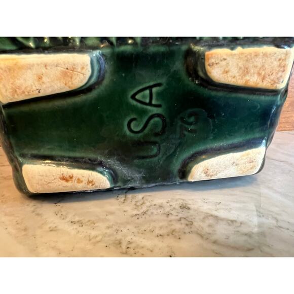 Vintage Ungemach Pottery Co Low Emerald Green Rectangular Planter Pot - Picture 7 of 8